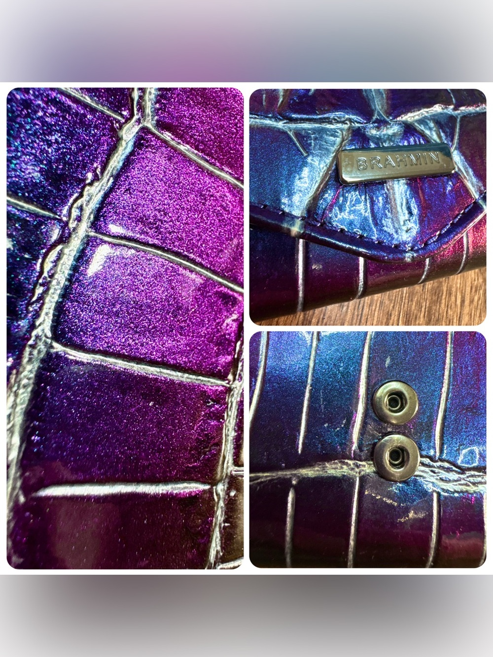 Brahmin NWT Melinda & Veronica - Heroic Purple Kingstone - Shimmer Color Shift - Picture 15 of 17